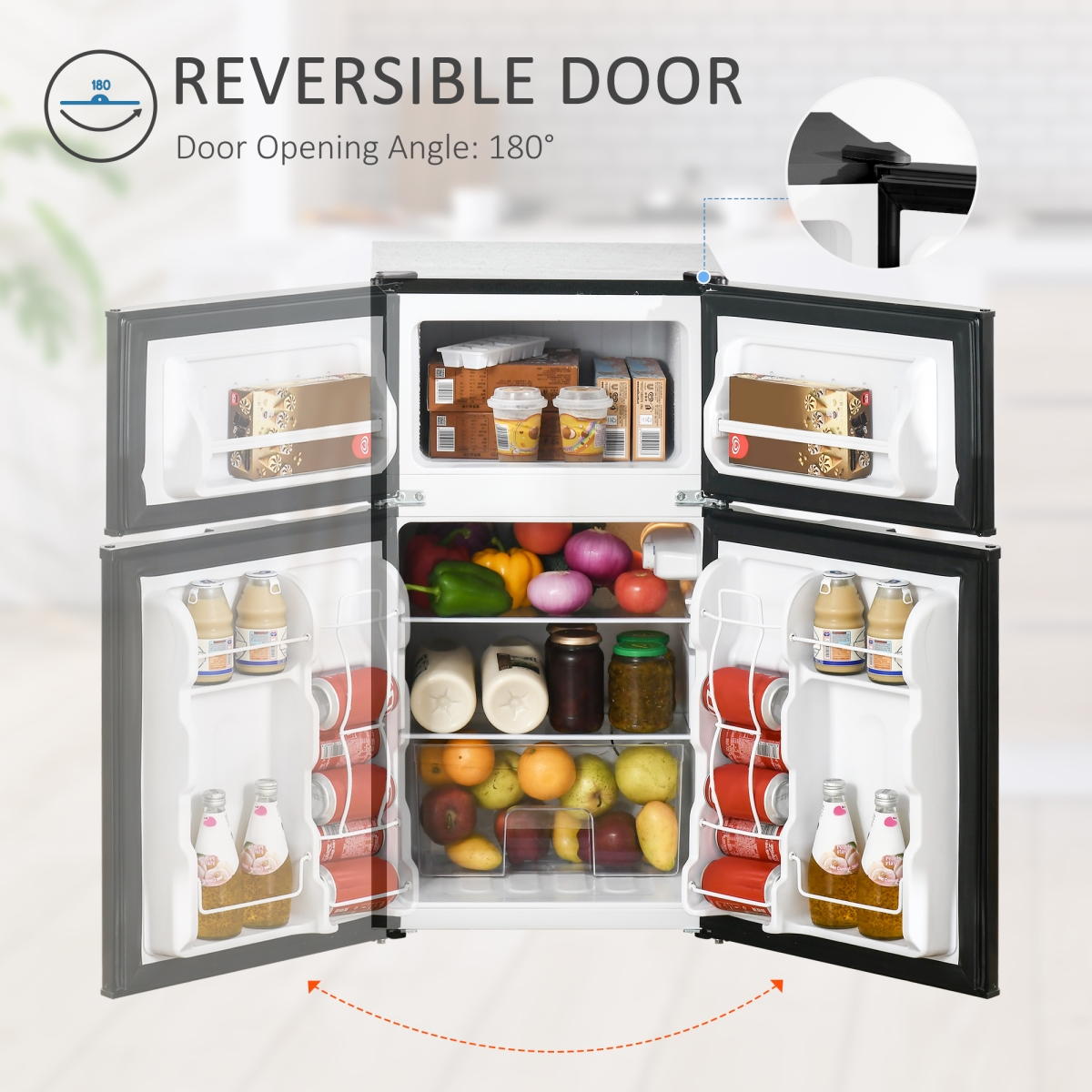 Picture of Direct Wicker UBS-W2225P173903 3.2 Cu.Ft Mini Fridge with Freezer, Double Door Compact Refrigerator with Adjustable Thermostat,  Energy Efficient