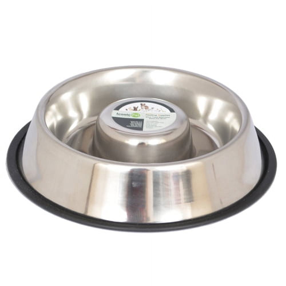 12 Oz. Slow Feed Stainless Steel Pet Bowl For Dog Or Cat - Small
