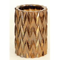 Small Zig Zag Burnt Gold Cylinder Vase - Pack Of 2
