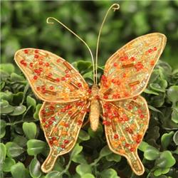Distinctive Designs Xo-527-go 3 In. Beaded Butterfly With Wire, Gold - Pack Of 12
