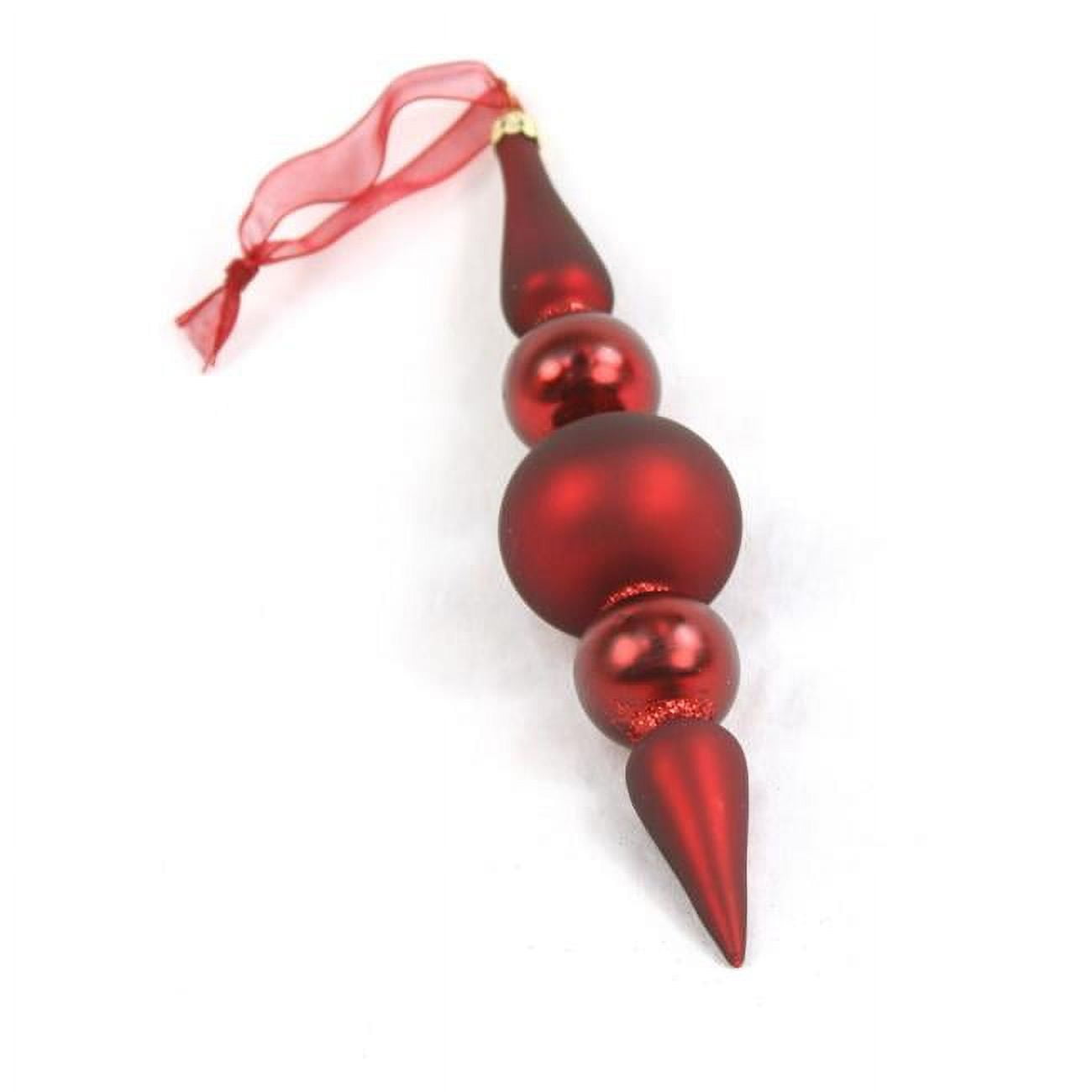 Distinctive Designs Xo-549-fg 8 In. Finial Glass Ornament, Red - Pack Of 6