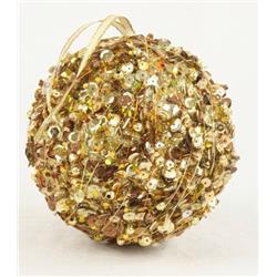 100 Mm Sequin Ball Ornament, Gold Orange