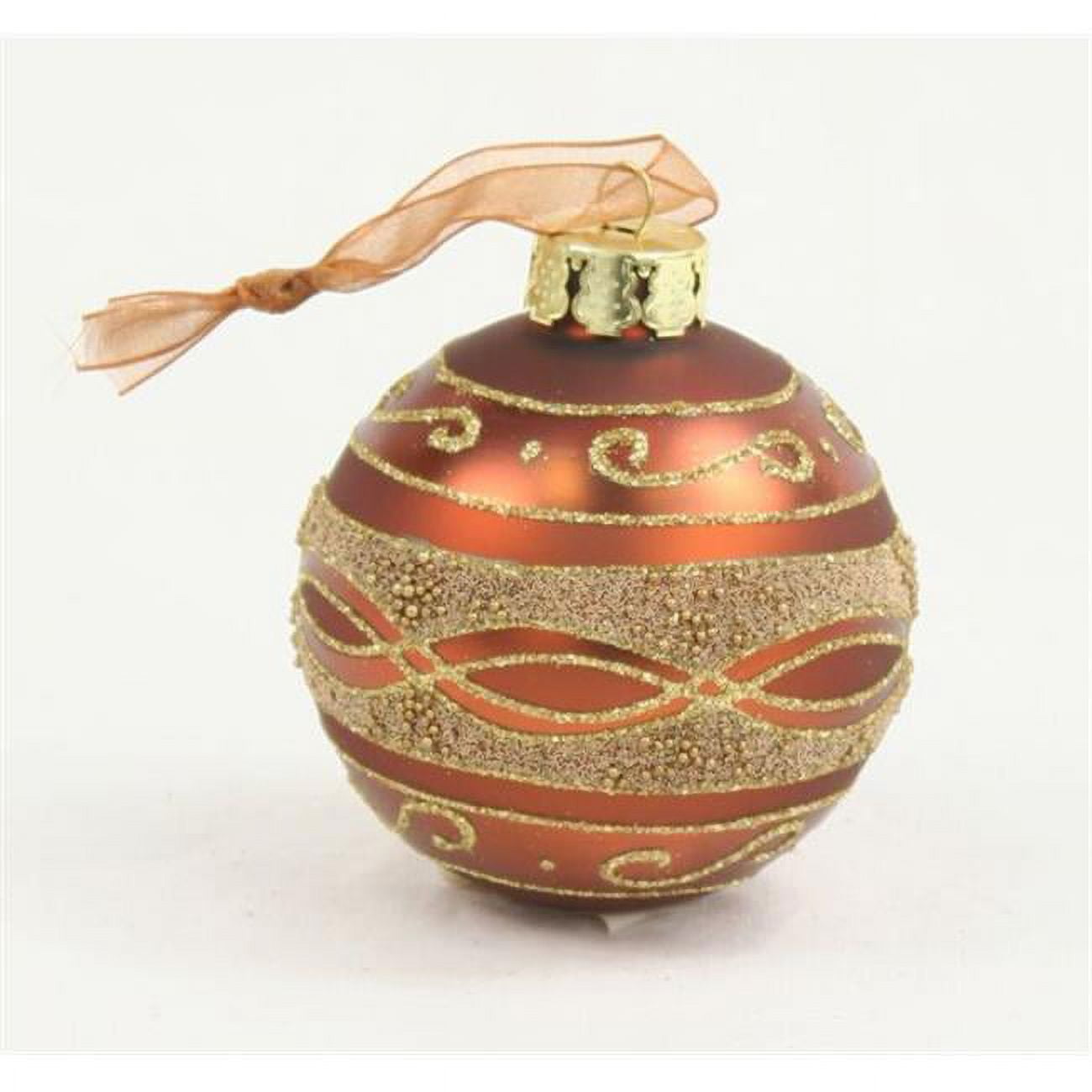 Distinctive Designs Xo-573-sm 80 Mm Beaded Glass Ball Ornament, Bronze