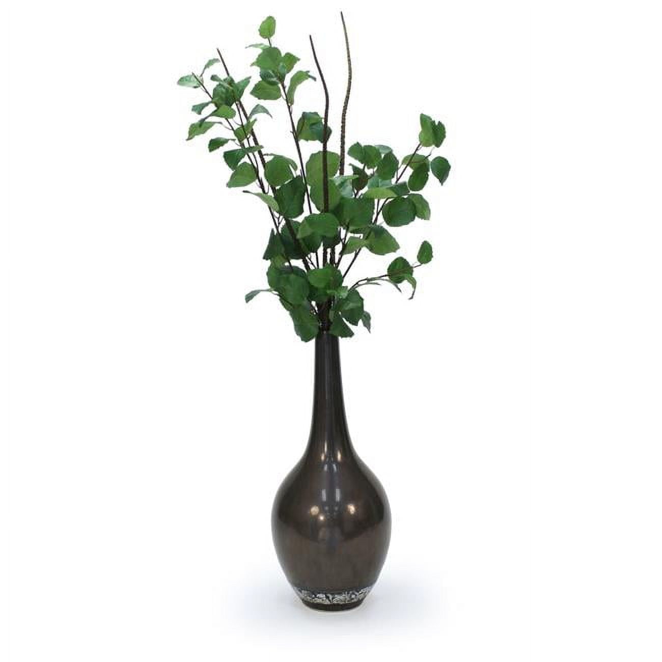Unisex Elm Branch in Tall Gun Metal Vase - Green