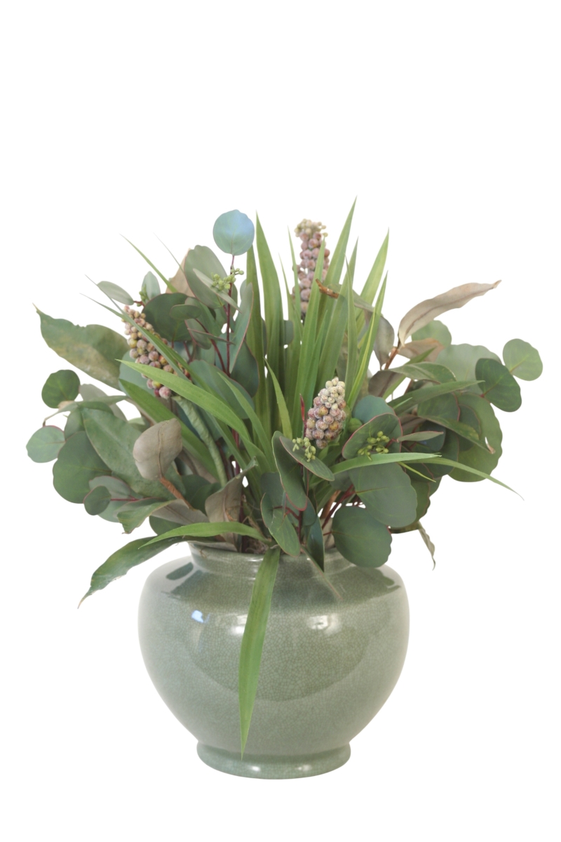 Distinctive Designs 20175 Eucalyptus with Grass, Capensia & Mullein in Sage Pot