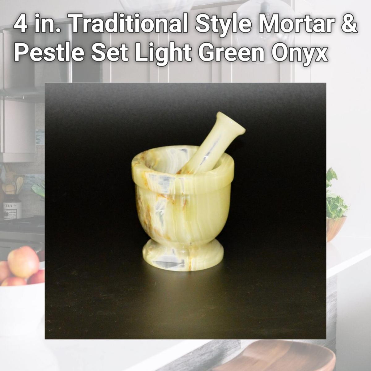 Picture of Marble Crafter MO96A-LG 4 in. Traditional Style Mortar & Pestle Set, Light Green Onyx