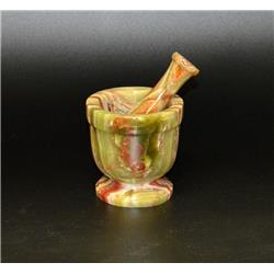 4 In. Traditional Style Mortar & Pestle Set, Whirl Green Onyx