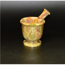 4 In. Classic Style Mortar & Pestle Set, Whirl Green Onyx