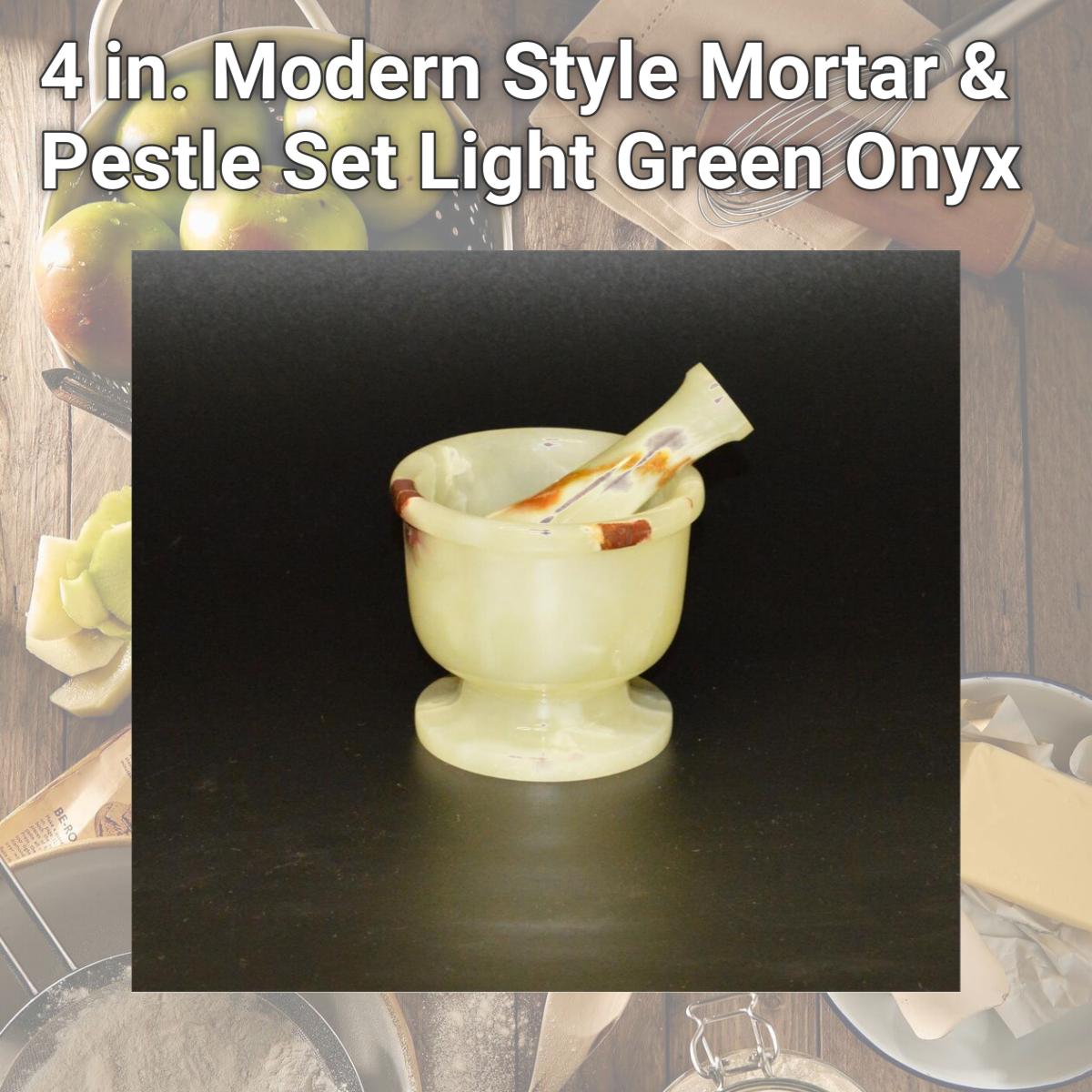 Picture of Marble Crafter MO96C-LG 4 in. Modern Style Mortar & Pestle Set, Light Green Onyx