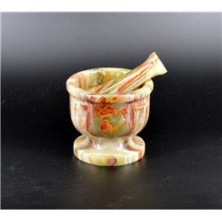 4 In. Modern Style Mortar & Pestle Set, Whirl Green Onyx