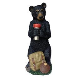 328229 31.8 In. Solar Bear Holding Flashlight Statue
