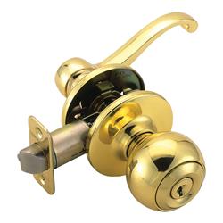Pro Scroll-ball Entry Lever, Polished Brass