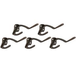 181966 3 In. Double Hat & Coat Hook, Oil Rubbed Bronze - Pack Of 5