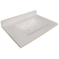 563437 49 X 22 Wave Cultured Marble Vanity Top, Solid White