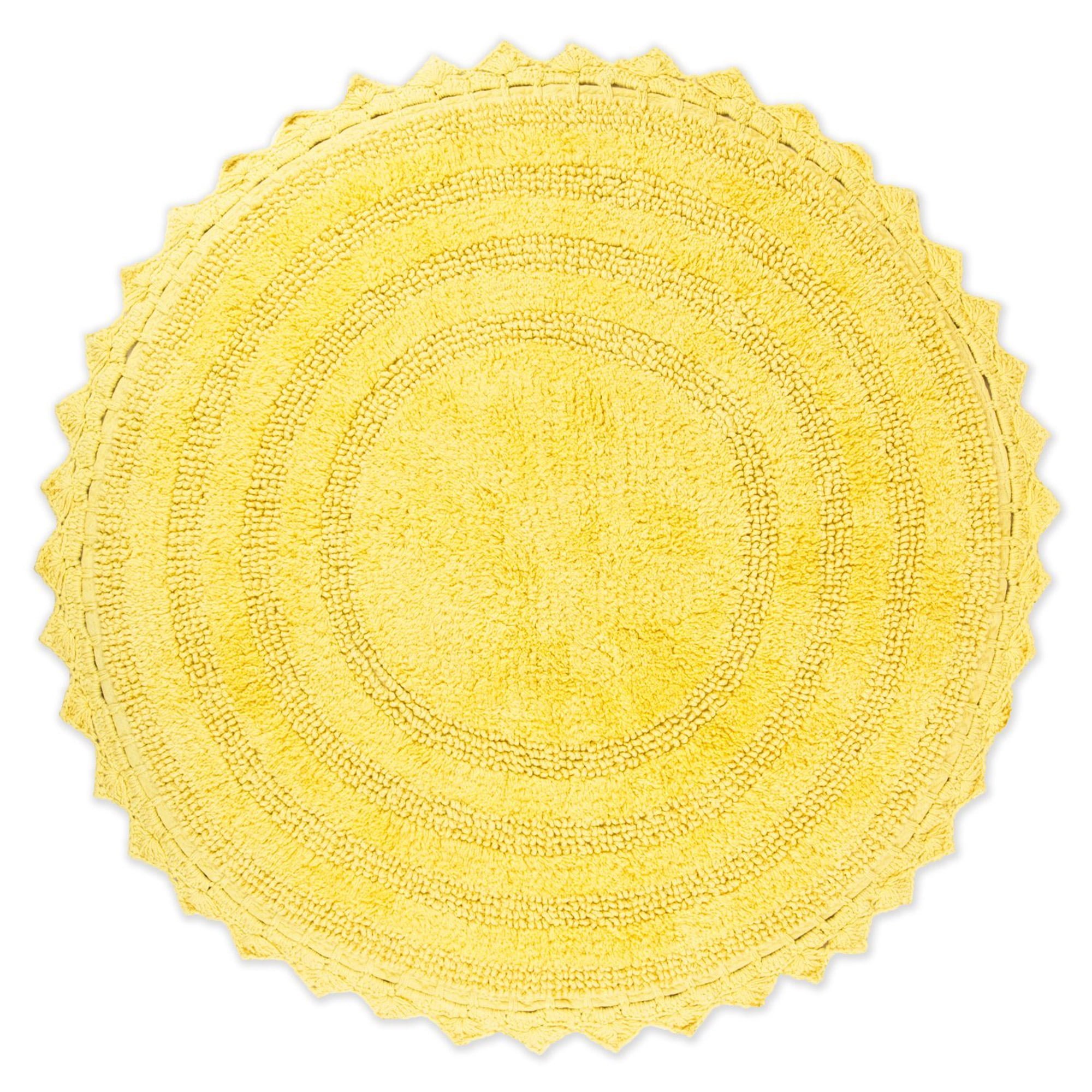 Design Imports Yellow Round Crochet Bath Mat