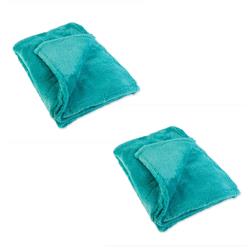70106a Bright Fuzzy Fleece Throw, Teal, 50 X 60 In. - Pack Of 2