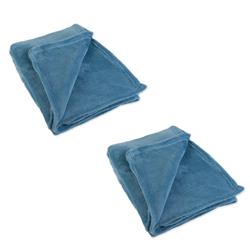70116a Solid Plush Fleece Throw, Copen Blue, 50 X 60 In. - Pack Of 2