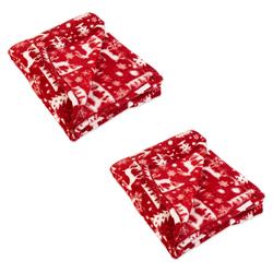 81540a Holiday Plush Fleece Blanket, Reindeer, 50 X 60 In. - Pack Of 2