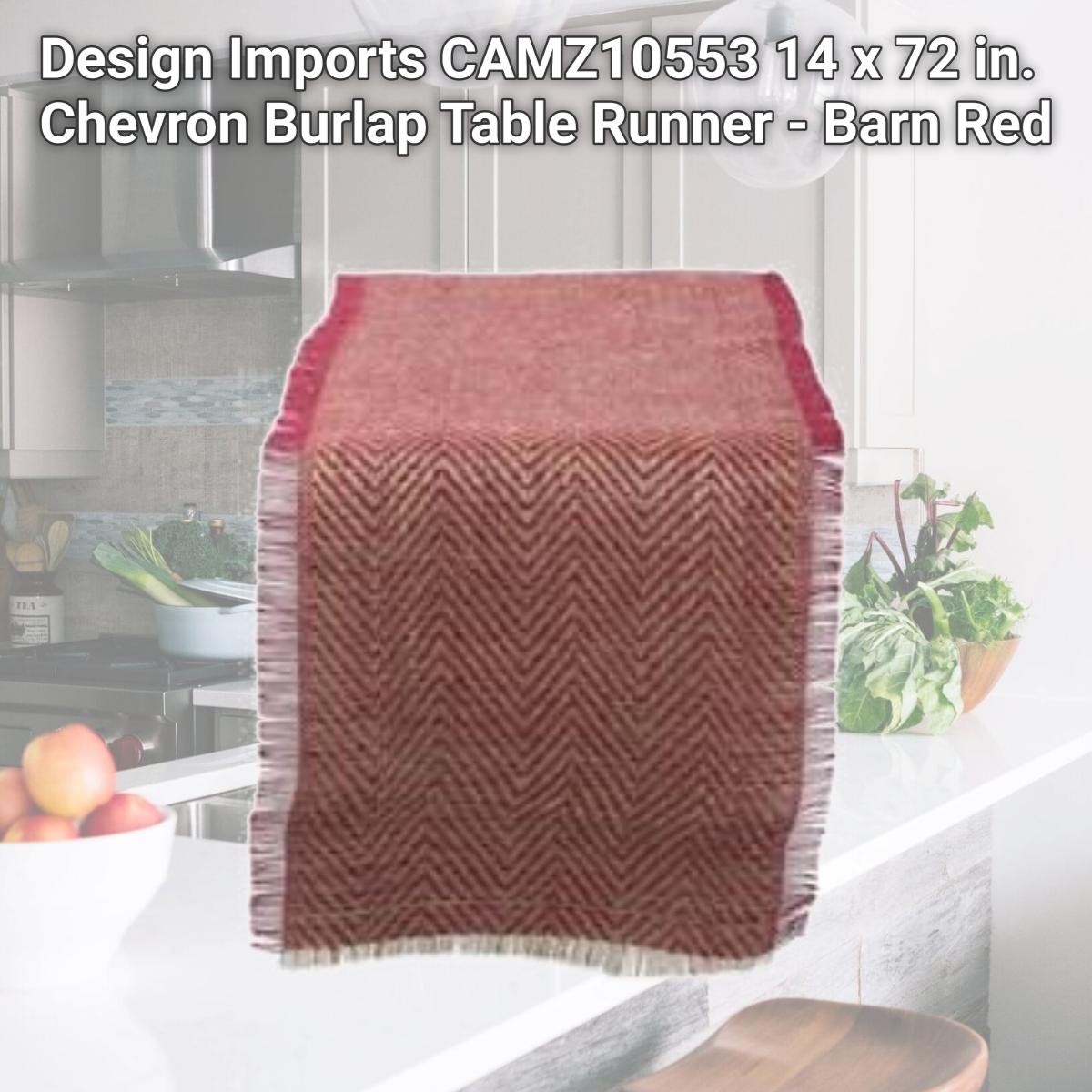 Picture of Design Imports CAMZ10553 14 x 72 in. Chevron Burlap Table Runner - Barn Red