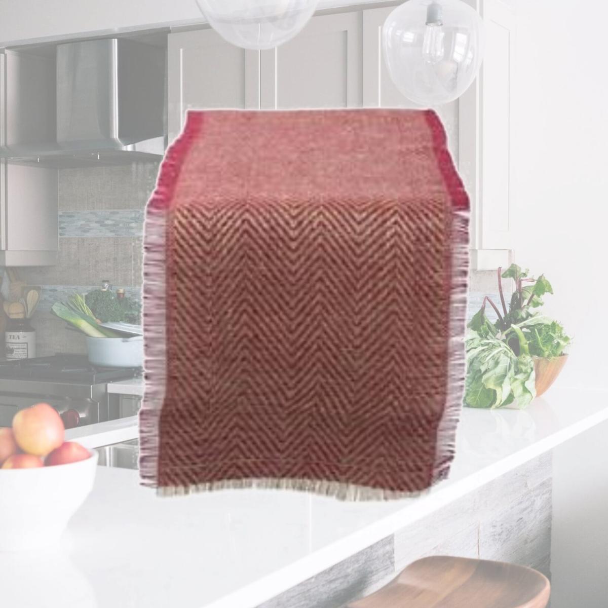 Picture of Design Imports CAMZ10553 14 x 72 in. Chevron Burlap Table Runner - Barn Red