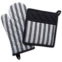Design Imports Camz38576 Stripe Kitchen Set - Black & White