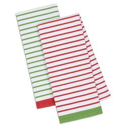 Design Imports Camz10190 Assorted Christmas Candy Stripe Dish Towel Set - Set Of 2