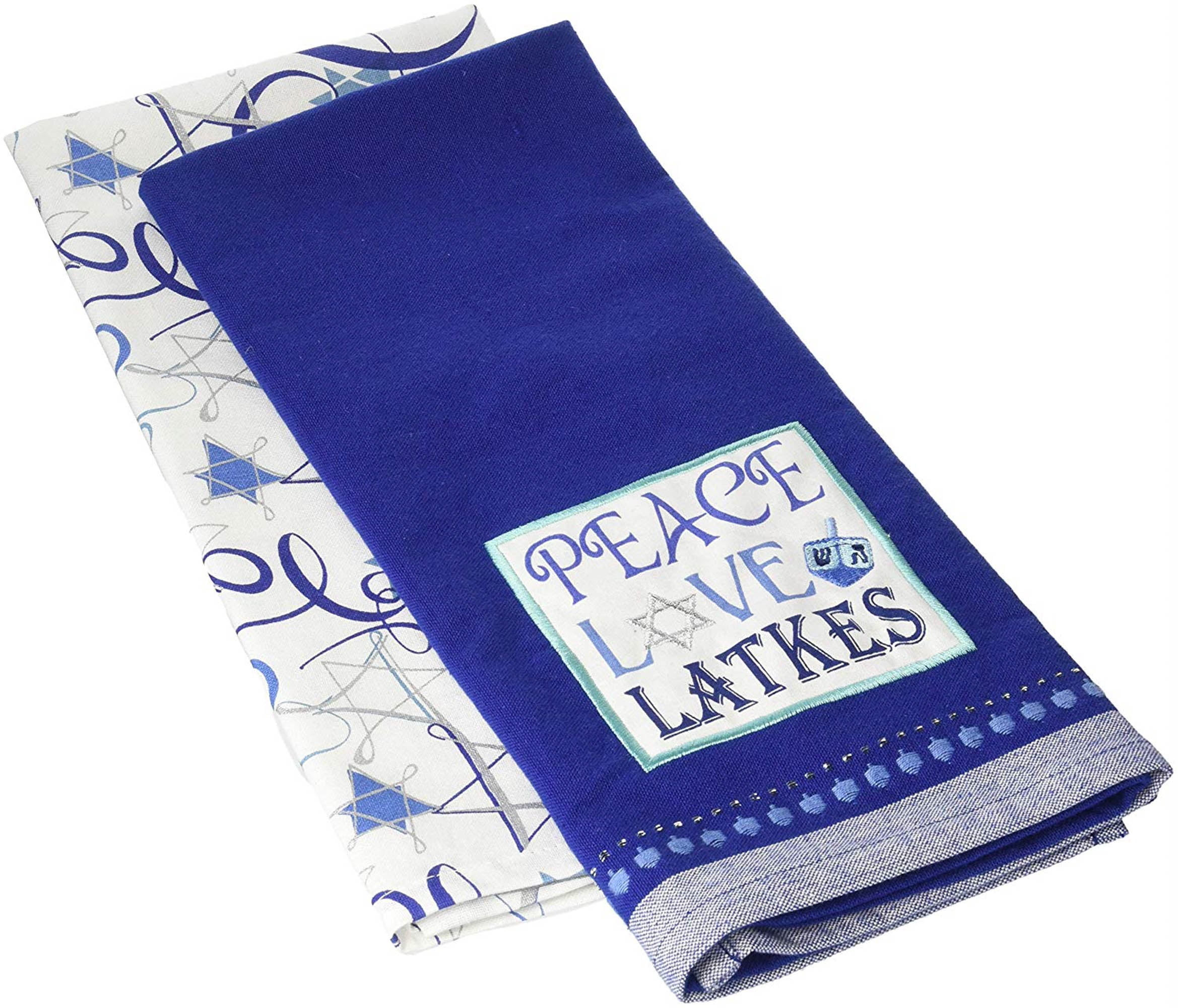 Design Imports Camz10203 Peace Love Latkes Dish Towels Set - Set Of 2