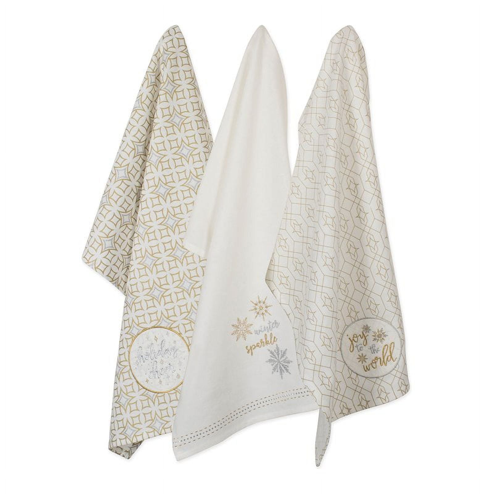 Design Imports Camz10710 Assorted Winter Sparkle Embellished Dish Towel Set - Set Of 3
