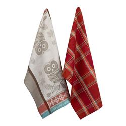 Design Imports Camz11223 Autumn Owl Dish Towel Set - Set Of 2