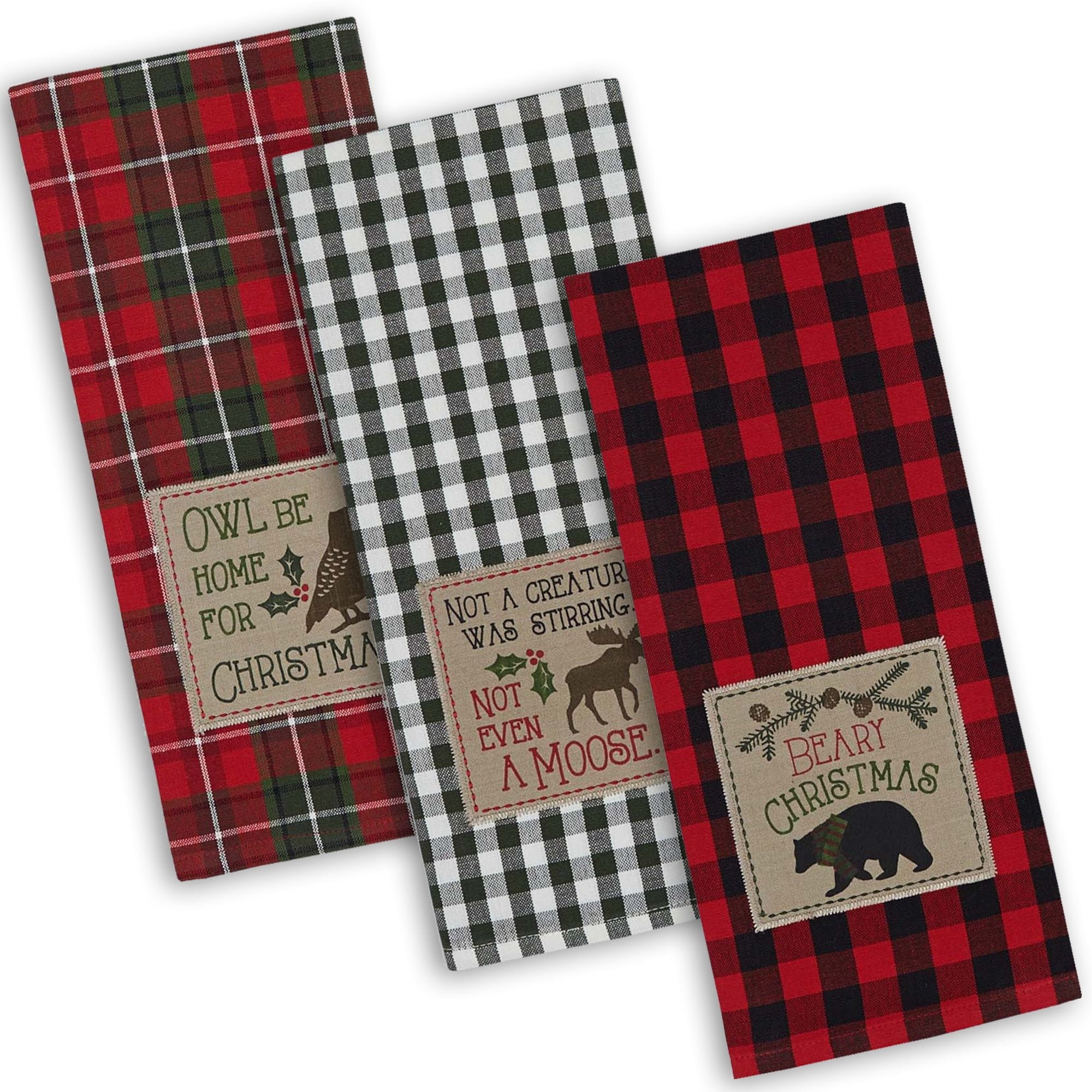 Design Imports Camz35803 Cabin Christmas Embroidered Dish Towel Set - Set Of 3