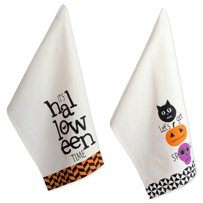 Design Imports Camz37635 Assorted All Hallows Eve Halloween Printed Dish Towel Set - Set Of 2