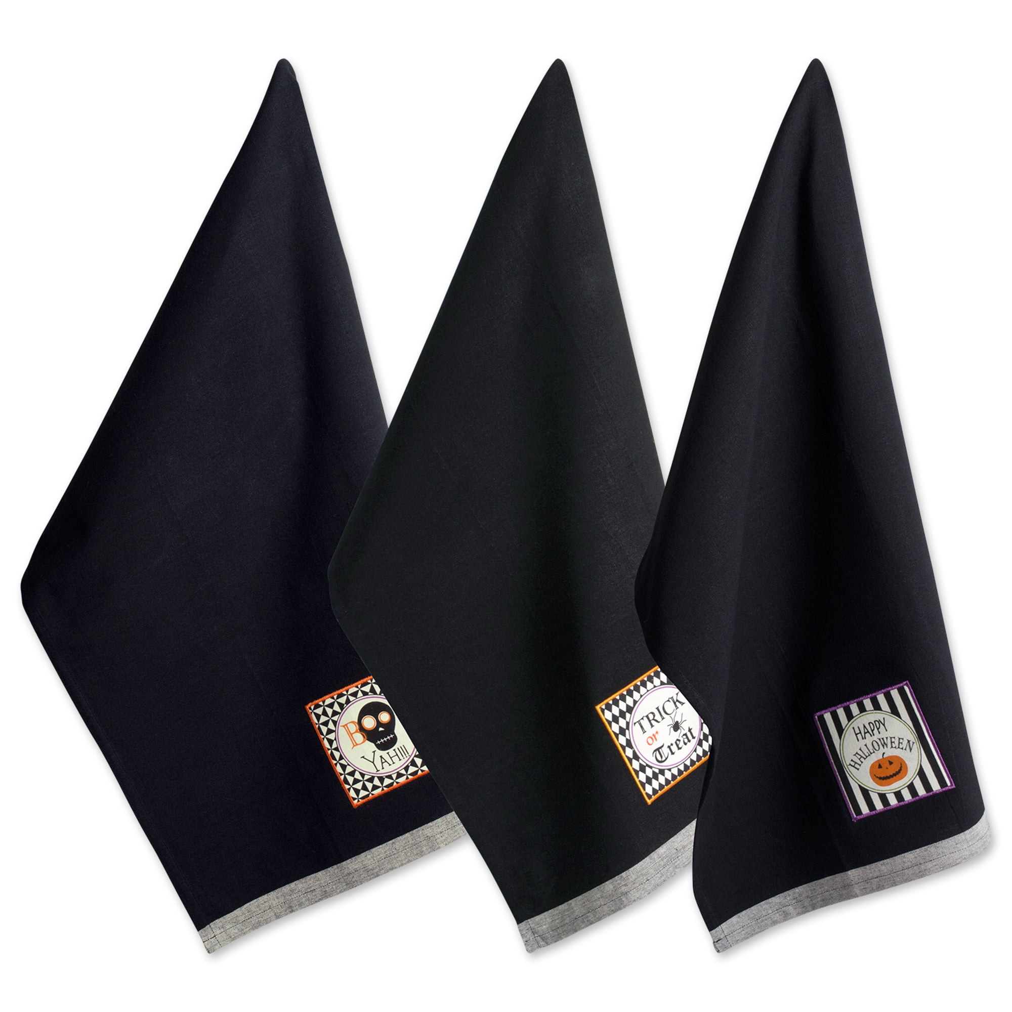 Design Imports Camz37636 Black All Hallows Eve Halloweeen Embellished Dish Towel Set - Set Of 3