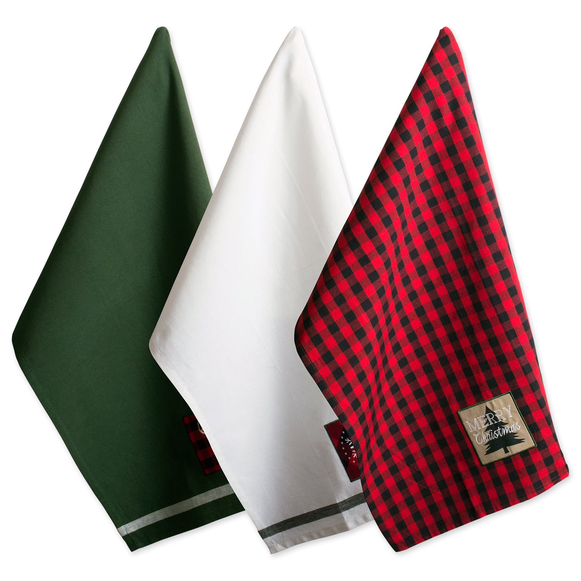 Design Imports Camz37645 Assorted Christmas Fireside Embellished Dish Towels Set - Set Of 3