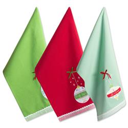 Design Imports Camz37657 Assorted Holiday Ornaments Embellished Dish Towel Set - Set Of 3