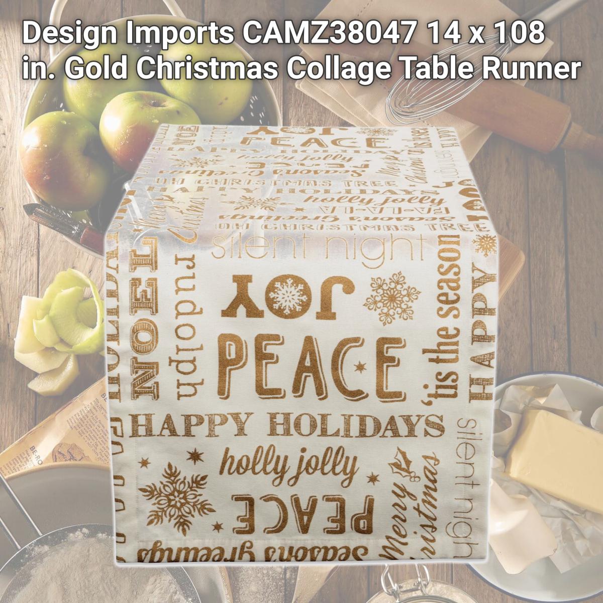 Picture of Design Imports CAMZ38047 14 x 108 in. Gold Christmas Collage Table Runner