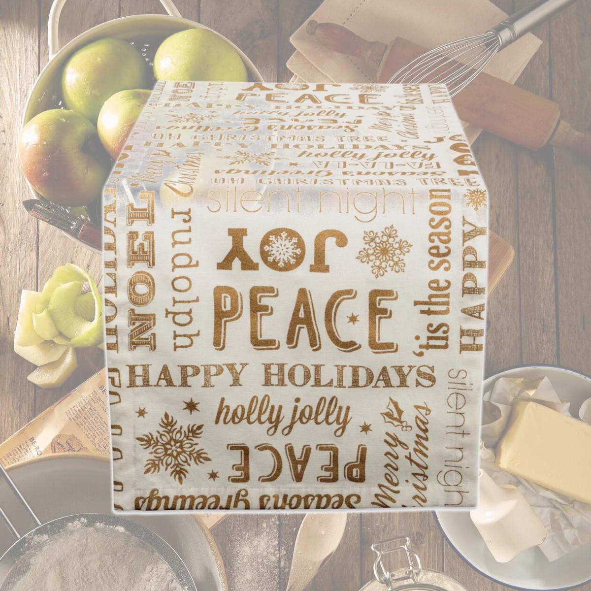 Picture of Design Imports CAMZ38047 14 x 108 in. Gold Christmas Collage Table Runner