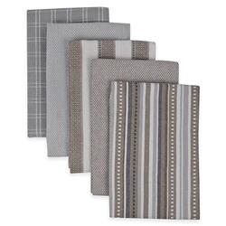 Design Imports Cbbb84585 Woven Kitchen Towel Set, Gray - Pack Of 5
