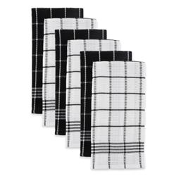 Design Imports 70072a Black Waffle Weave Dishtowel Set - Set Of 6