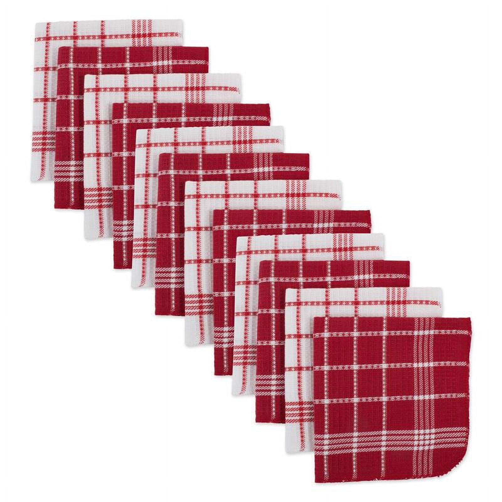 Design Imports 70081a Red Waffle Weave Dishcloth - Set Of 12