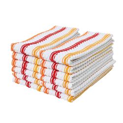 Design Imports 70125a Red & Orange Fiesta Stripe Dishtowel Set - Set Of 12