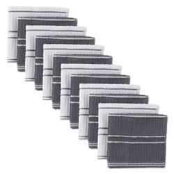 Design Imports 70316a Gray Ribbed Terry Dishcloth - Set Of 12