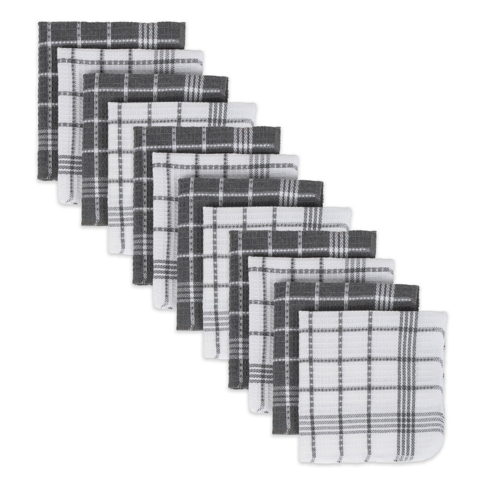 Design Imports 70325a Gray Waffle Weave Dishcloth - Set Of 12