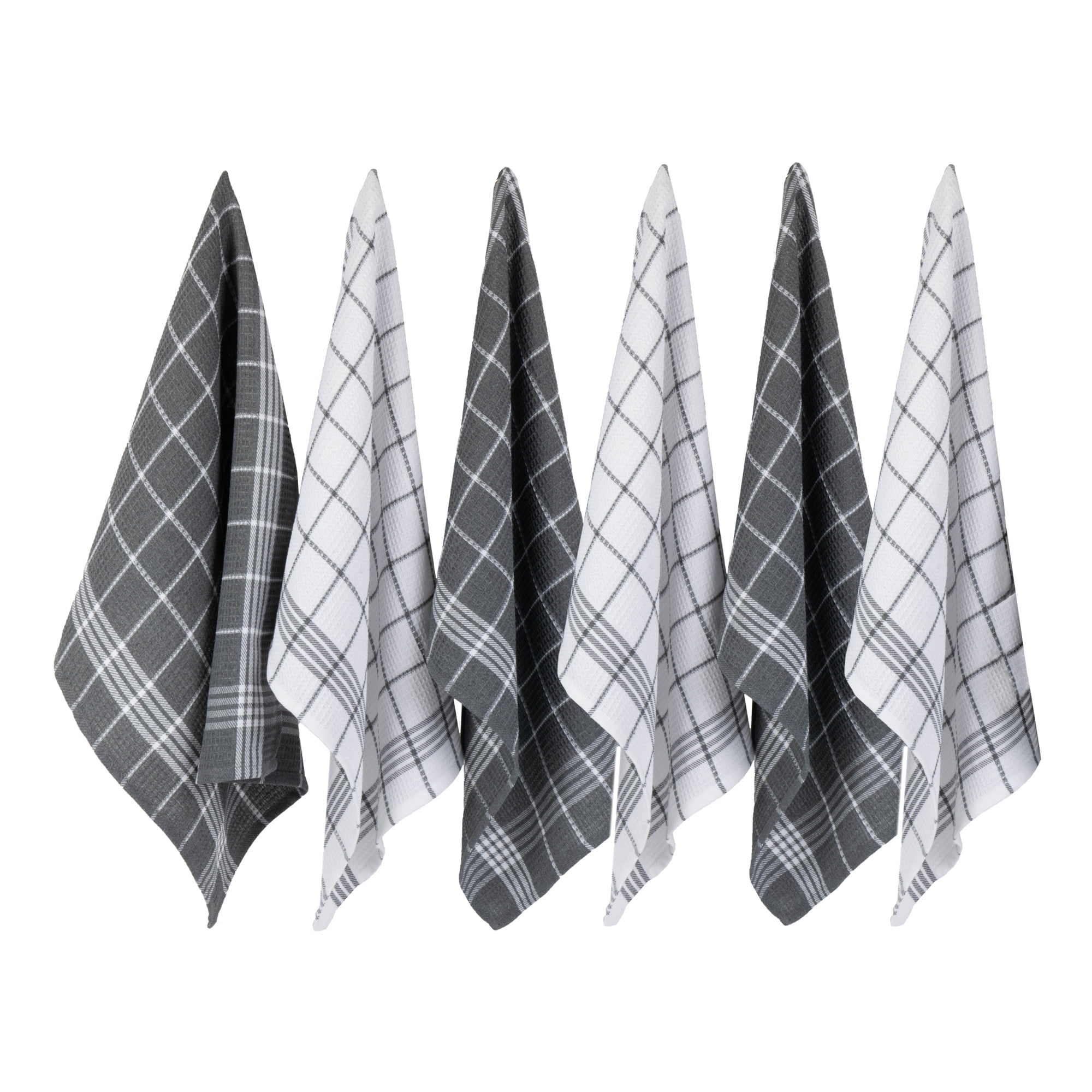 Design Imports 70326a Gray Waffle Weave Dishtowel Set - Set Of 6