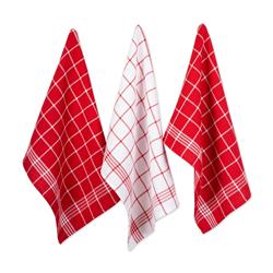 Design Imports 70328a Red Waffle Weave Dishtowel & Dishcloth - Set Of 8
