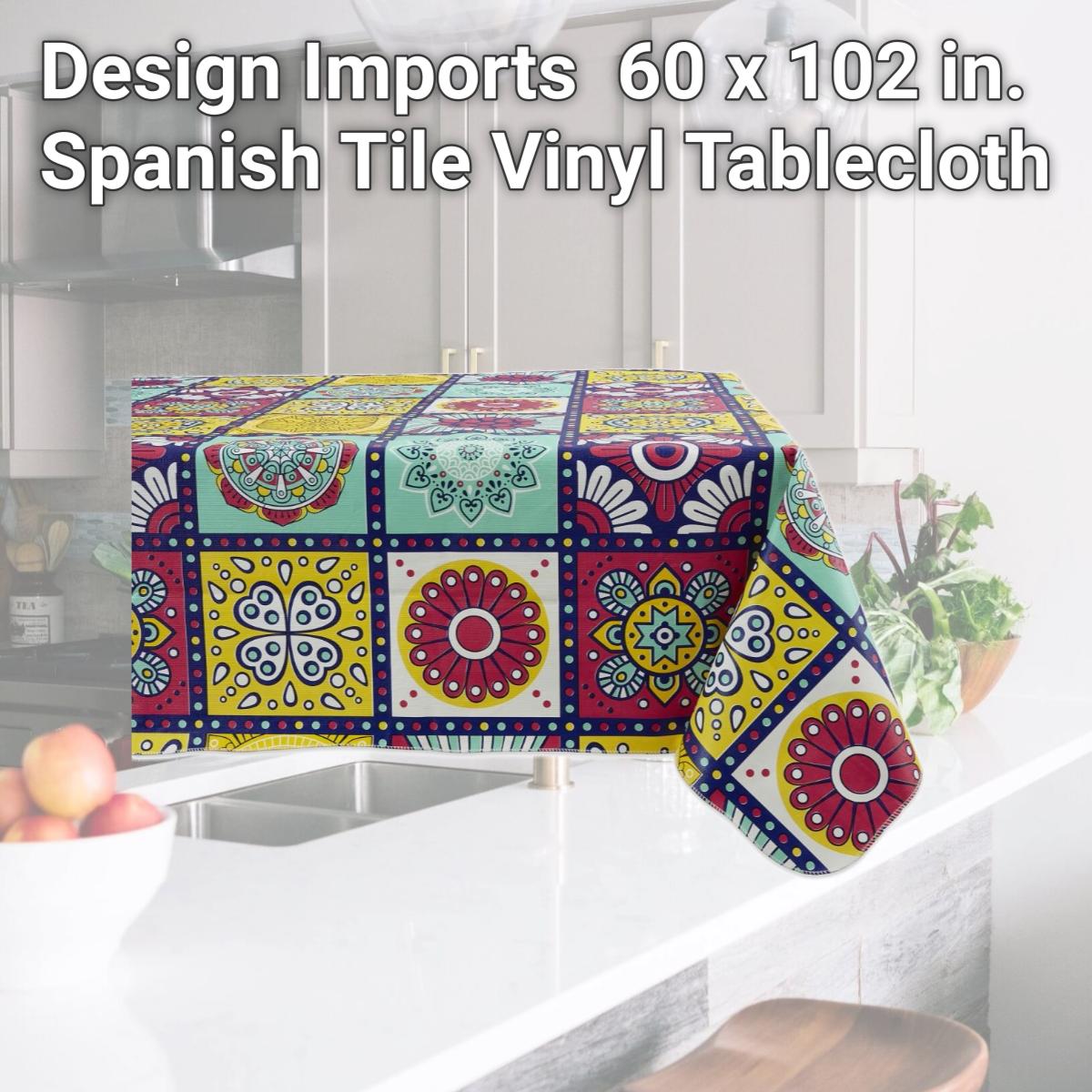 Picture of Design Imports 70362A 60 x 102 in. Spanish Tile Vinyl Tablecloth