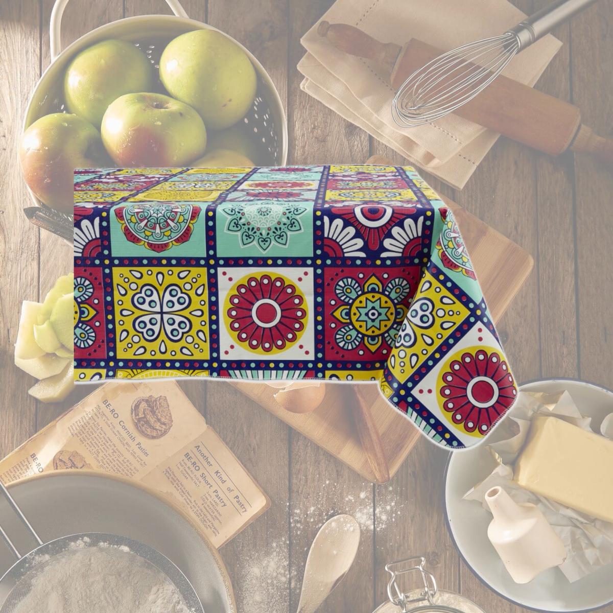 Picture of Design Imports 70362A 60 x 102 in. Spanish Tile Vinyl Tablecloth