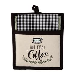 Design Imports Camz11159 Coffee Time Embroidered Potholder Gift Set