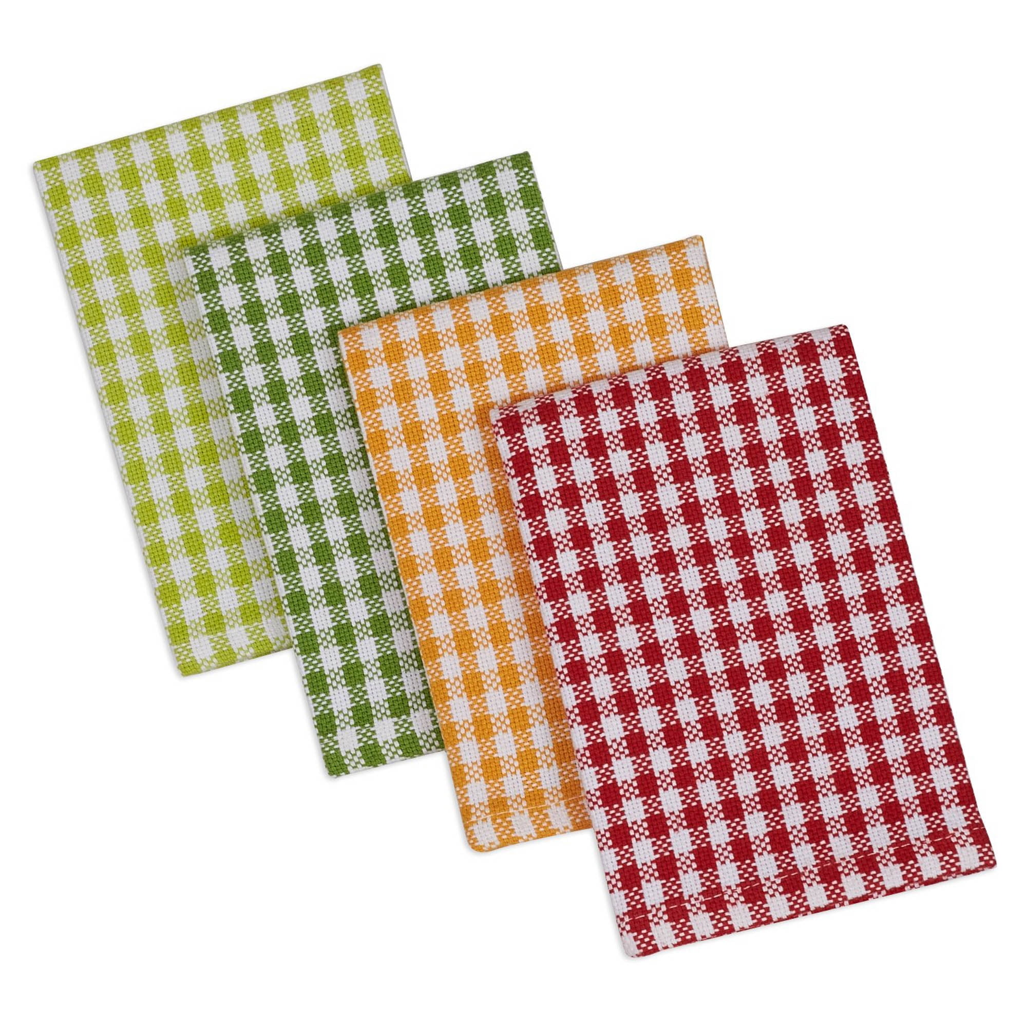 Design Imports Camz34777 Pea Patch Check Heavyweight Dishcloth - Set Of 4