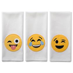 Design Imports Camz37681 Laughing Emoji Embellished Dishtowels - Set Of 3