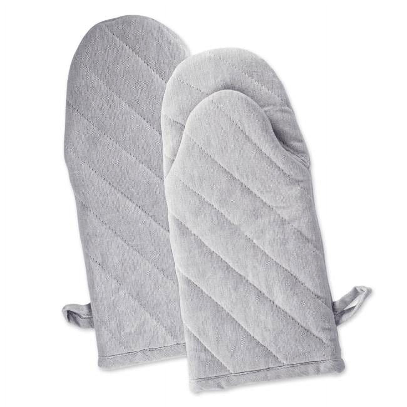 Design Imports Camz37722 Gray Solid Chambray Oven Mitt - Set Of 2